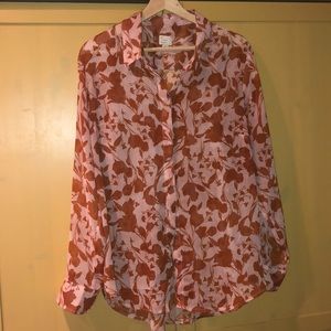 Long sleeve floral button up blouse